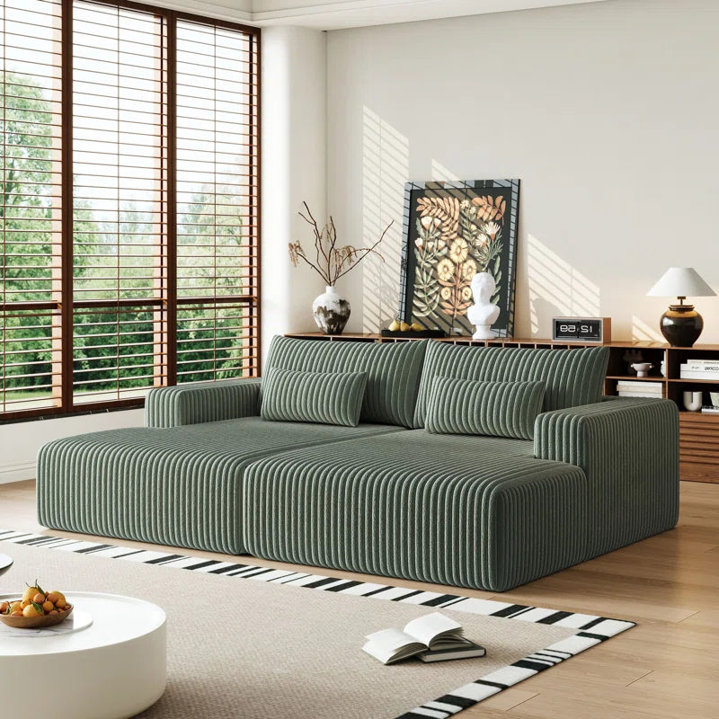 Sofa Cum Bed: Run 2-Piece Mattress in a Box, Oversized Sleeper Sofa Bed, Glauser, No Assembly Required(Green Corduroy)
