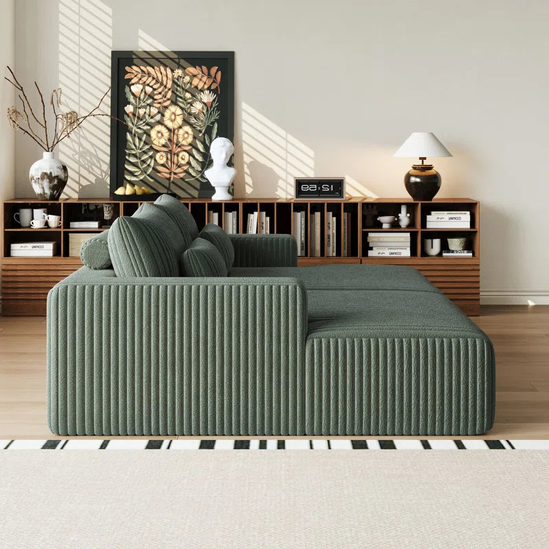 Sofa Cum Bed: Run 2-Piece Mattress in a Box, Oversized Sleeper Sofa Bed, Glauser, No Assembly Required(Green Corduroy)