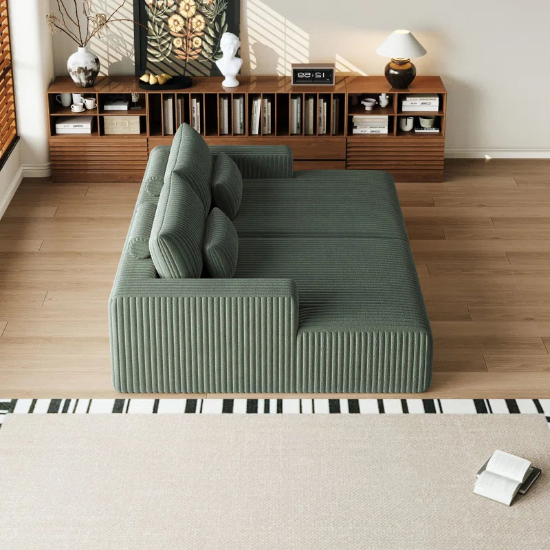 Sofa Cum Bed: Run 2-Piece Mattress in a Box, Oversized Sleeper Sofa Bed, Glauser, No Assembly Required(Green Corduroy)
