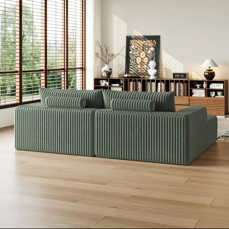 Sofa Cum Bed: Run 2-Piece Mattress in a Box, Oversized Sleeper Sofa Bed, Glauser, No Assembly Required(Green Corduroy)