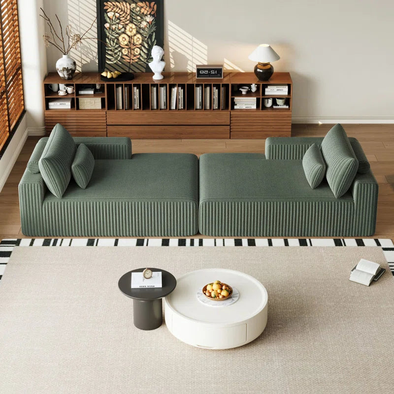 Sofa Cum Bed: Run 2-Piece Mattress in a Box, Oversized Sleeper Sofa Bed, Glauser, No Assembly Required(Green Corduroy)