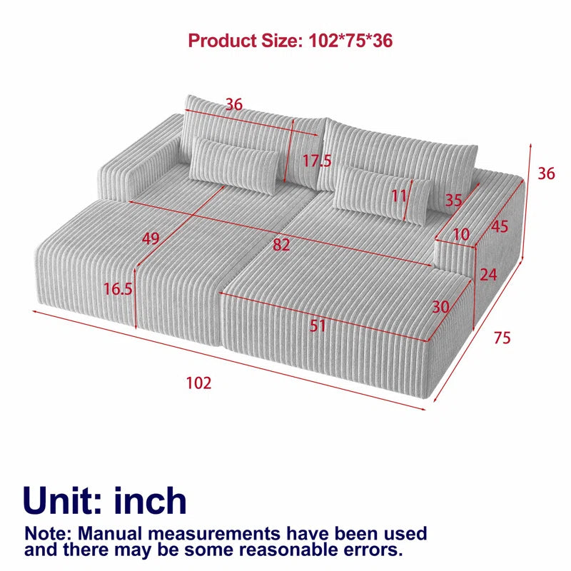 Sofa Cum Bed: Run 2-Piece Mattress in a Box, Oversized Sleeper Sofa Bed, Glauser, No Assembly Required(Green Corduroy)