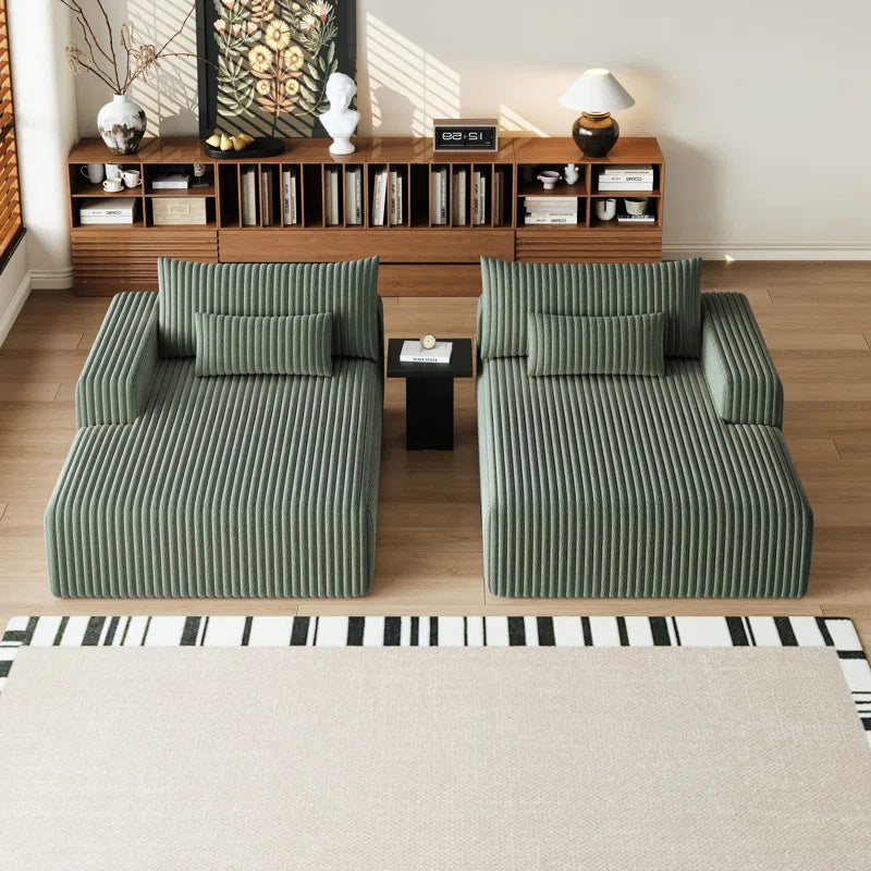 Sofa Cum Bed: Run 2-Piece Mattress in a Box, Oversized Sleeper Sofa Bed, Glauser, No Assembly Required(Green Corduroy)