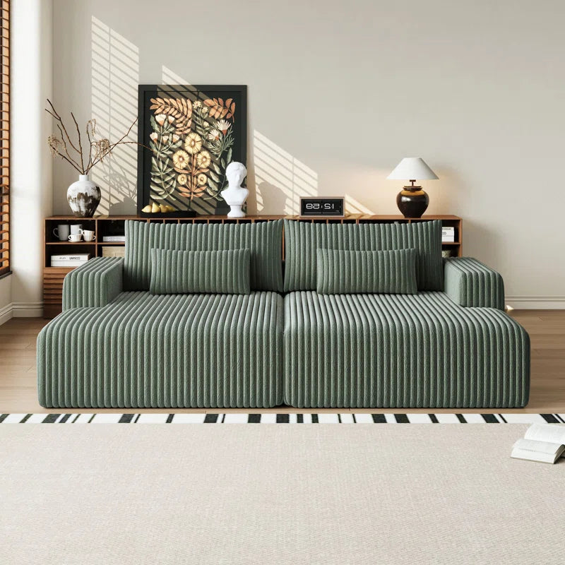 Sofa Cum Bed: Run 2-Piece Mattress in a Box, Oversized Sleeper Sofa Bed, Glauser, No Assembly Required(Green Corduroy)