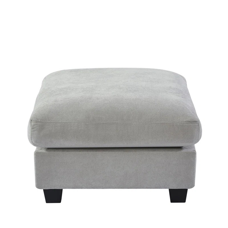 5 Seater Sofa: 129.9" Square Arm Sofa Chaise, Modern Large L-Shape Feather Filled Sectional Sofa(Light Gray Linen)