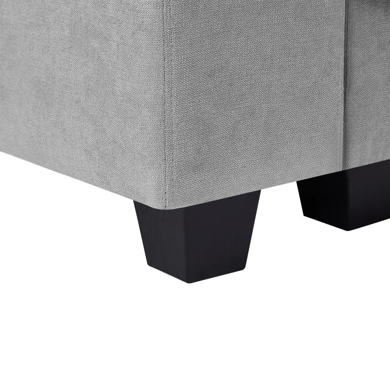 5 Seater Sofa: 129.9" Square Arm Sofa Chaise, Modern Large L-Shape Feather Filled Sectional Sofa(Light Gray Linen)