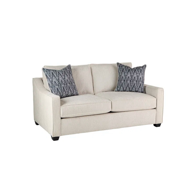 2 Seater Sofa: 72" Square Arm Sofa with Reversible Cushions(Cream)