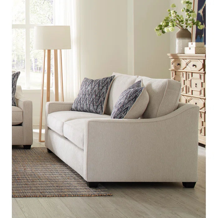 2 Seater Sofa: 72" Square Arm Sofa with Reversible Cushions(Cream)