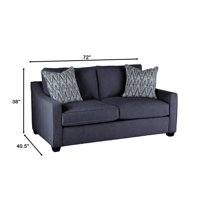 Loveseat: 72" Square Arm Sofa with Reversible Cushions(Navy)