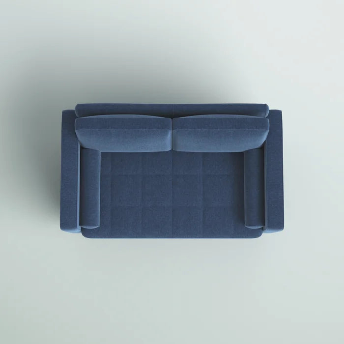 2 Seater Sofa: 52.4" Square Arm Tufted Loveseat(Navy Blue Linen)