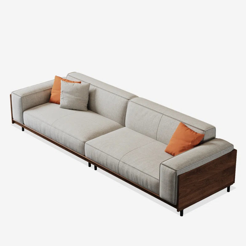 4 Seater Sofa: 111.8'' Square Arms Compliant Sofa, Solid Wood Frame Couch