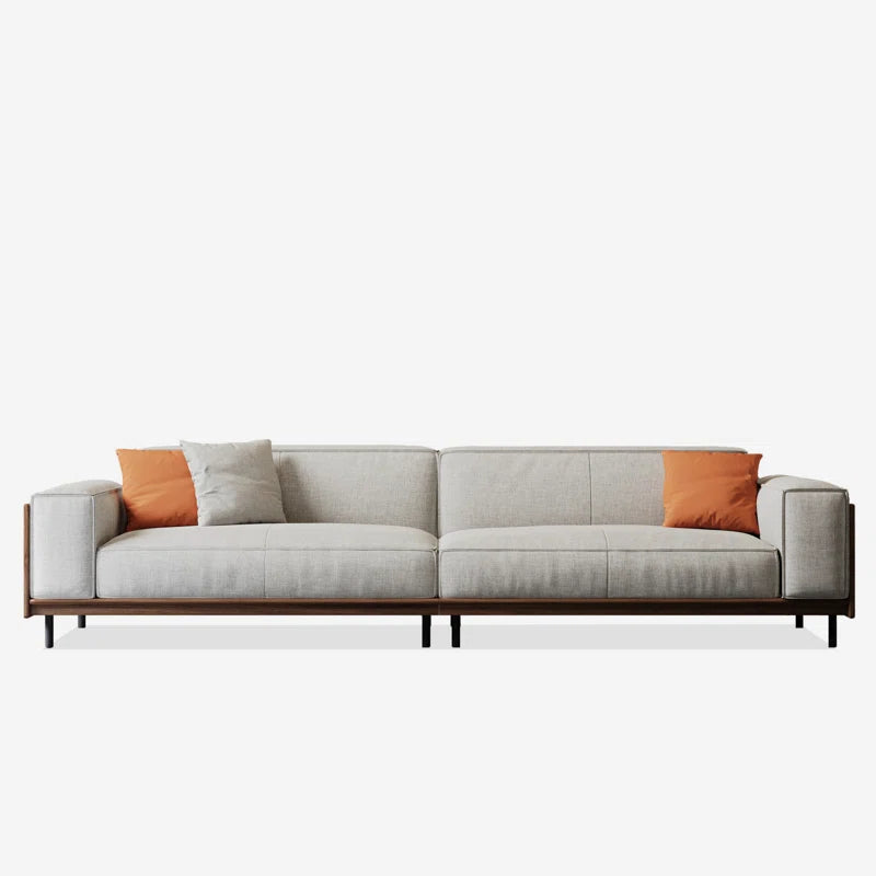 4 Seater Sofa: 111.8'' Square Arms Compliant Sofa, Solid Wood Frame Couch