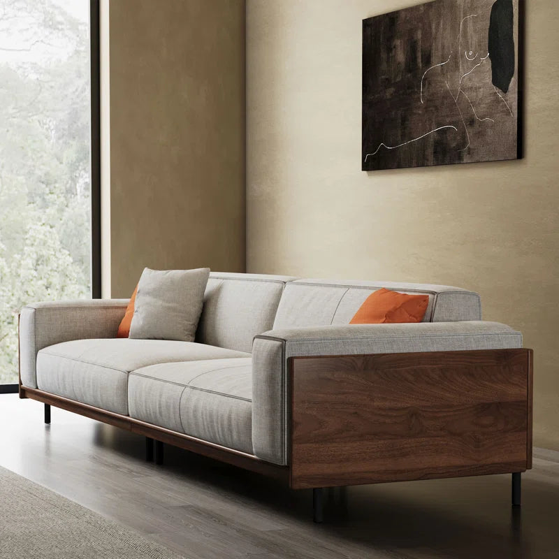 4 Seater Sofa: 111.8'' Square Arms Compliant Sofa, Solid Wood Frame Couch
