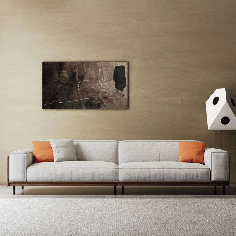 4 Seater Sofa: 111.8'' Square Arms Compliant Sofa, Solid Wood Frame Couch