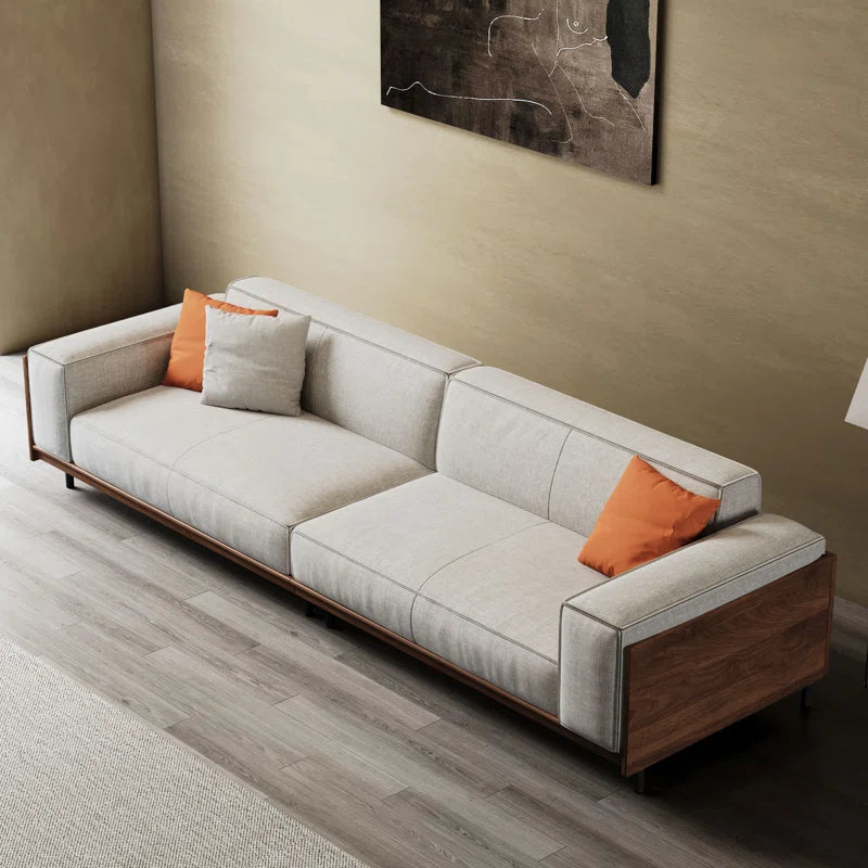 4 Seater Sofa: 111.8'' Square Arms Compliant Sofa, Solid Wood Frame Couch