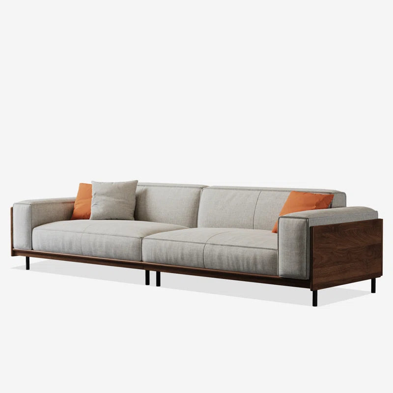 4 Seater Sofa: 111.8'' Square Arms Compliant Sofa, Solid Wood Frame Couch