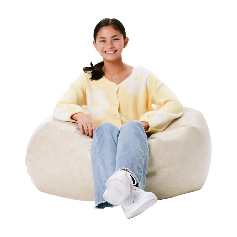 THE CASA ORO® Standard Classic Bean Bag with Faux Leather(Almond Faux Leather)
