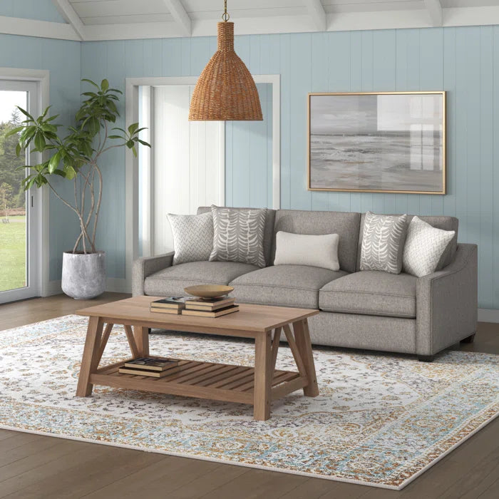 3 Seater Sofa: 96" Tuxedo Arm Sofa with Reversible Cushion(Gray)