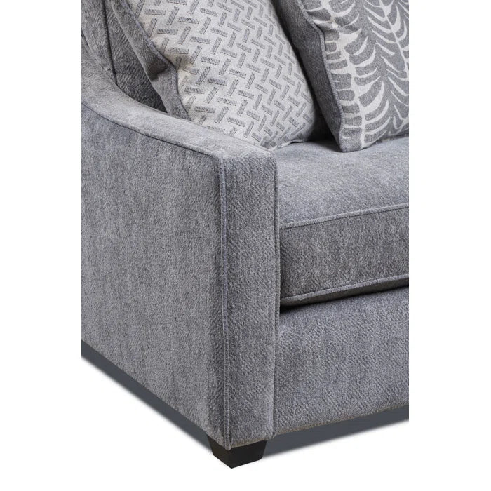 3 Seater Sofa: 96" Tuxedo Arm Sofa with Reversible Cushion(Gray)