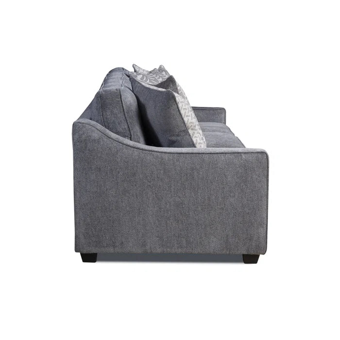 3 Seater Sofa: 96" Tuxedo Arm Sofa with Reversible Cushion(Gray)