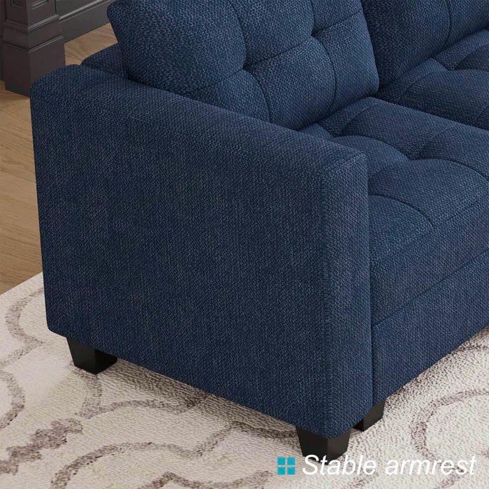 9 Seater Sofa: 143'' U-Shaped Couch Modular Polyester Blend Sectional Sofa(Blue Polyester Blend)