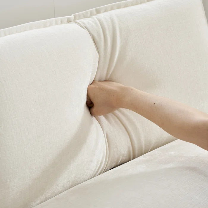 L-Shape Sectional Sofa: 120'' Upholstered Cloud Sofa & Couch with Ottoman(Beige Chenille)
