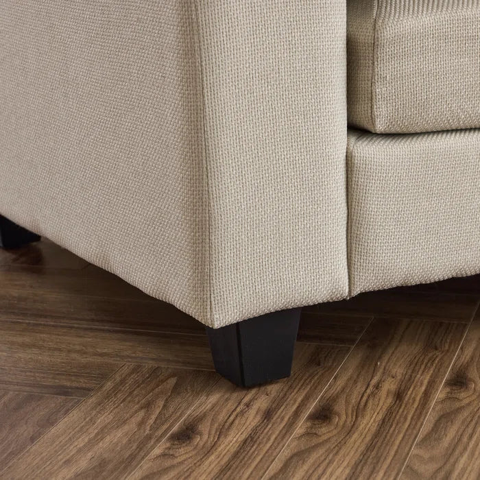 THE CASA ORO® L-Shape Sectional Sofa: 120'' Upholstered Cloud Sofa & Couch with Ottoman(Beige Polyester)