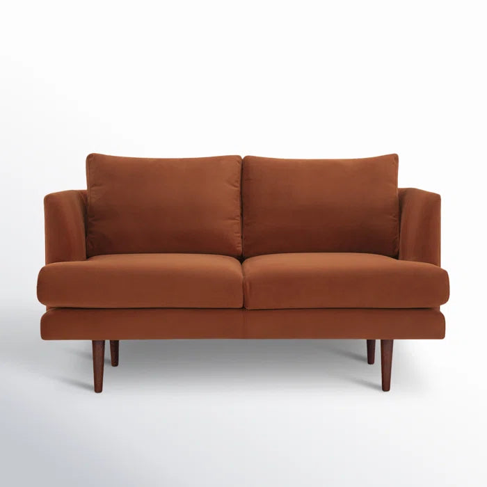 THE CASE ORO® 56" Upholstered Loveseat Mid-Century Office Sofa for Living Room(Stax Rust Performance Velvet)
