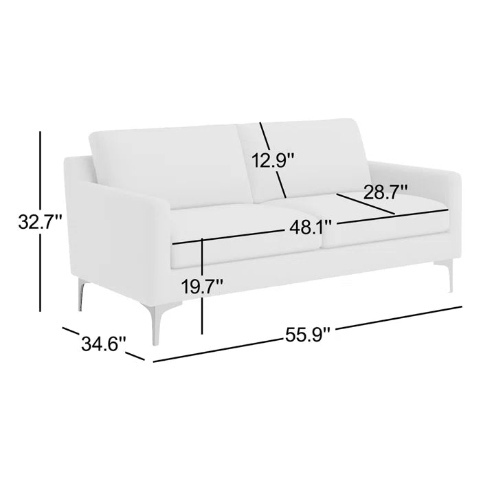 THE CASE ORO® 56" Upholstered Loveseat Mid-Century Office Sofa for Living Room(Stax Rust Performance Velvet)