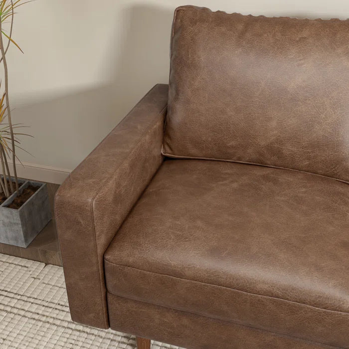 THE CASA ORO® 58'' Upholstered Loveseat Office Modern Style Solid Wood Frame(Dark Brown)