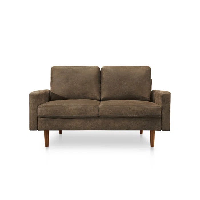 THE CASA ORO® 58'' Upholstered Loveseat Office Modern Style Solid Wood Frame(Dark Brown)