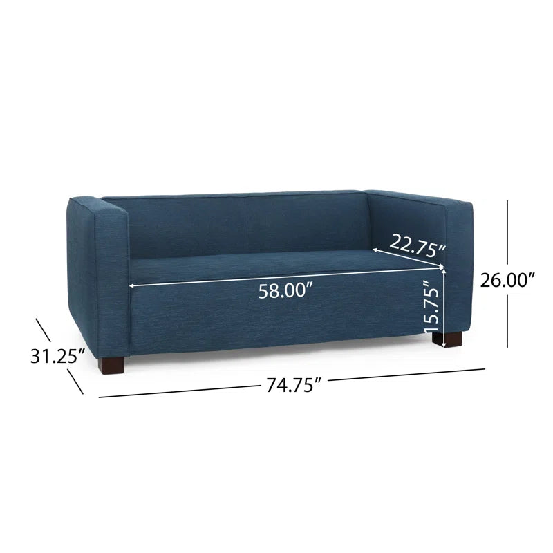 THE CASA ORO® 74'' Upholstered Loveseat Modern Style Office Sofa Solid and Wood Frame(Navy Blue Polyester)