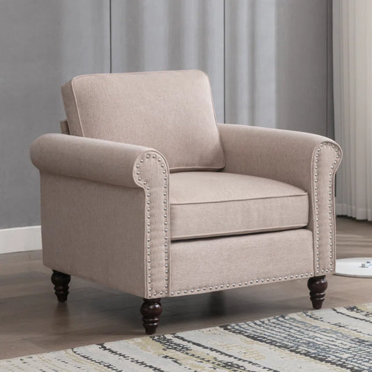 Sofa Chair: 30.7" Upholstered Loveseat Sofa for Living Room(Beige Linen Blend)