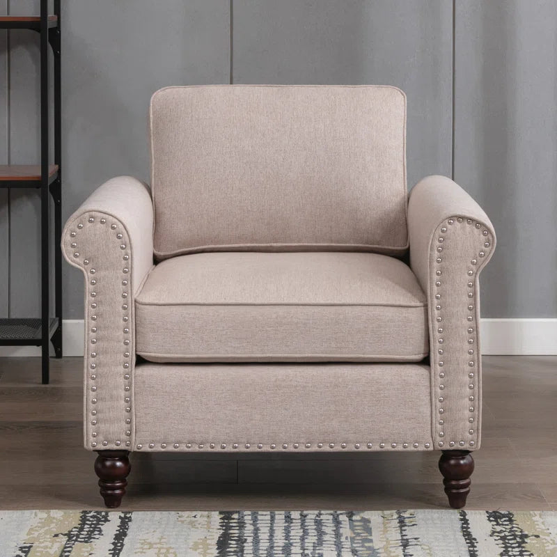 Sofa Chair: 30.7" Upholstered Loveseat Sofa for Living Room(Beige Linen Blend)