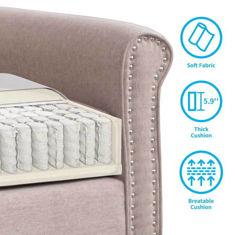 Sofa Chair: 30.7" Upholstered Loveseat Sofa for Living Room(Beige Linen Blend)