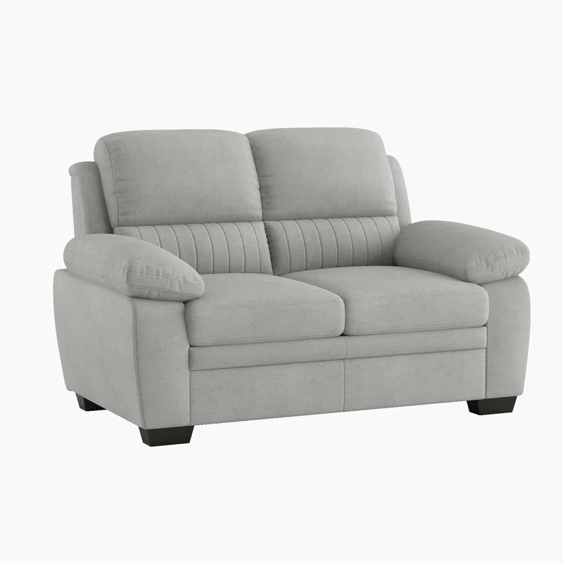 2 Seater Sofa: 58" Upholstered Pillow Top Arm Loveseat(Light Gray Polyester)