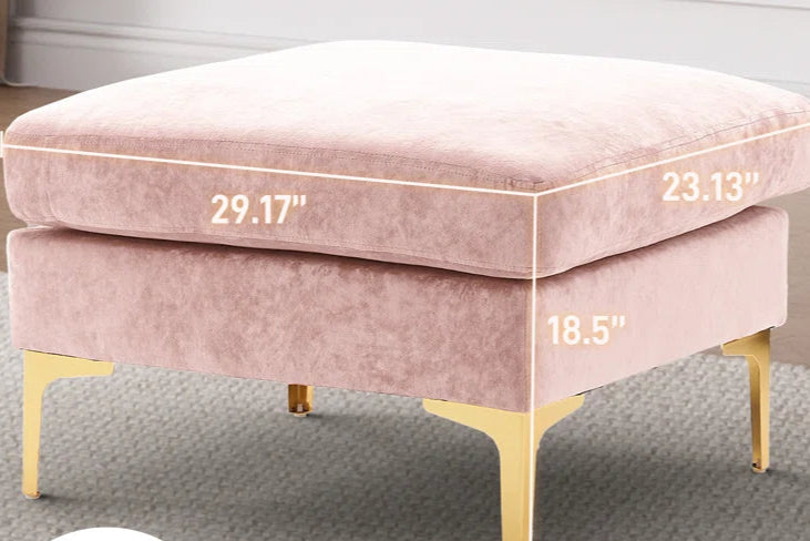 L-Shape Sectional Sofa: 4 - Piece Upholstered Sectional with Ottoman(Light Pink Velvet)