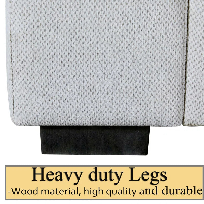 6 Piece Corner Sectional Sofa with Ottoman (White Polyester)