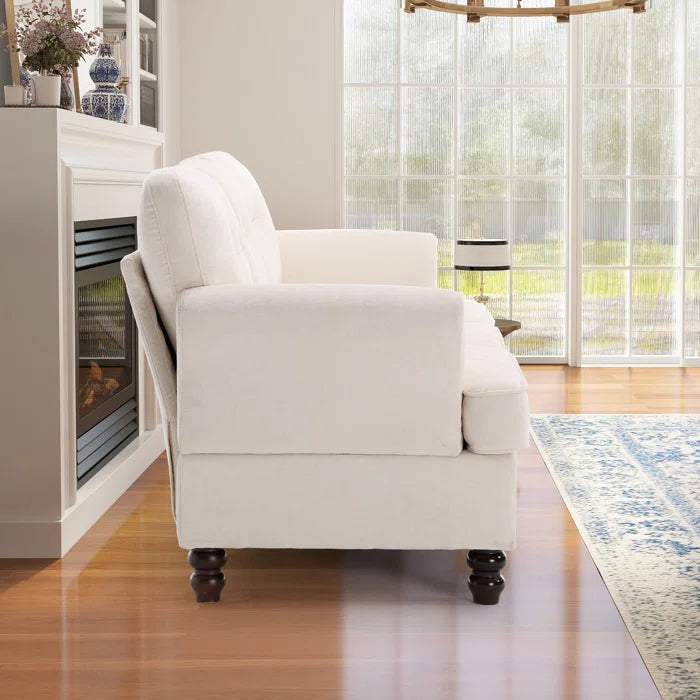 3 Seater Sofa: 82.28'' Wide Classci Tufted Upholstered Standard Sofa With Nailhead Trim(Beige)