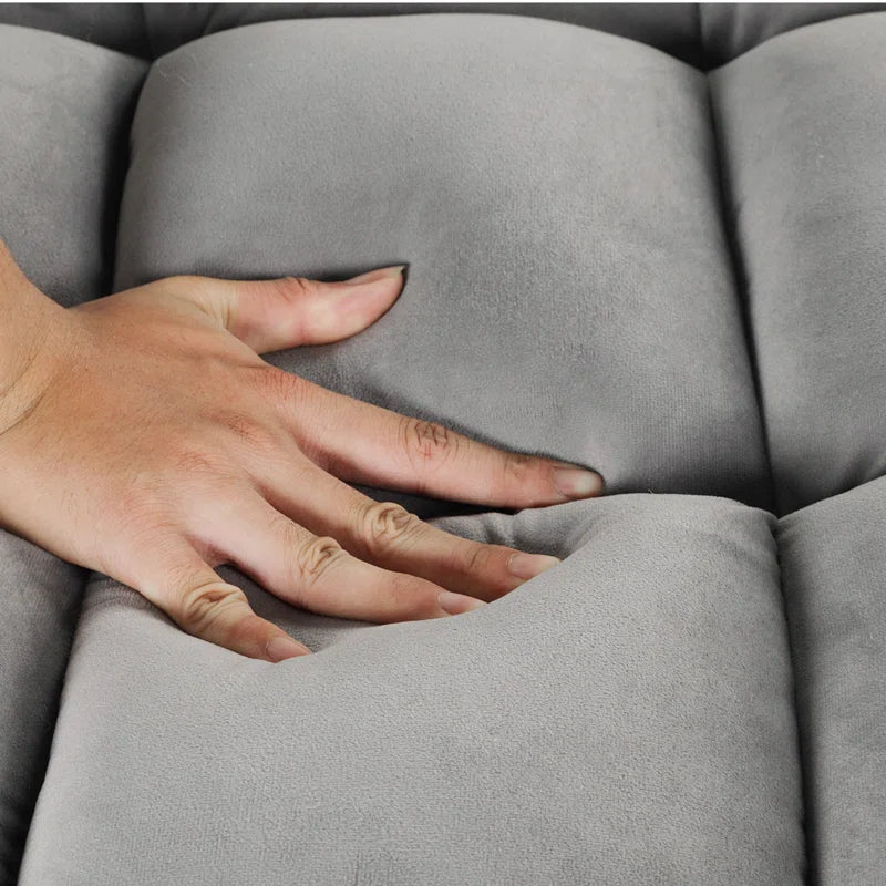 2 Seater Sofa: 55.2'' Wide Convertible Velvet Sleeper Sofa Bed with Reclining Backrest and Throw Pillows(Gray Velvet)