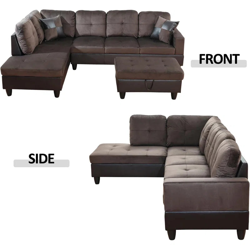 L-Shape Sectional Sofa: 103" Wide L-Shaped Modular Living Room Sectional Sofa(Dark Brown Microfiber)