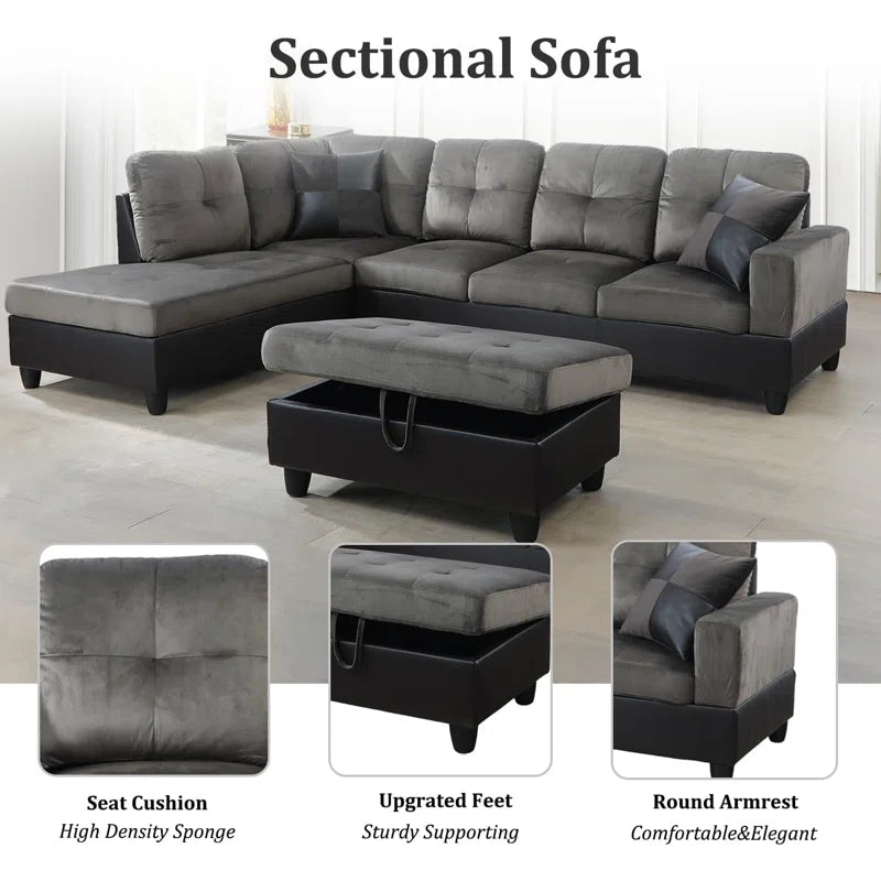L-Shape Sectional Sofa: 103" Wide L-Shaped Modular Living Room Sectional Sofa(Taupe Microfiber)