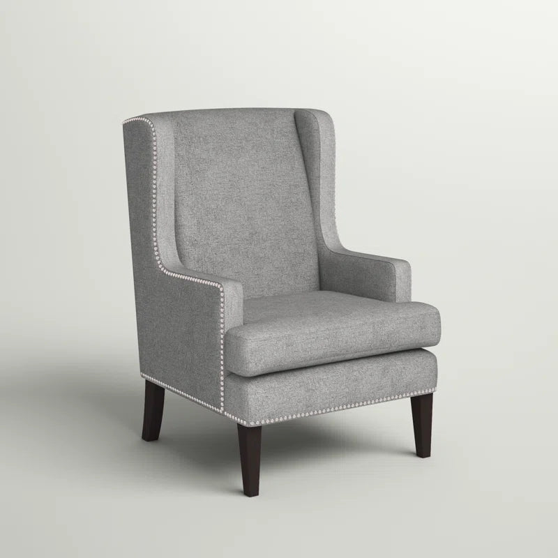 THE CASA ORO® 29" Wide Modern Wing Polyester Upholstered Chair(Gray)