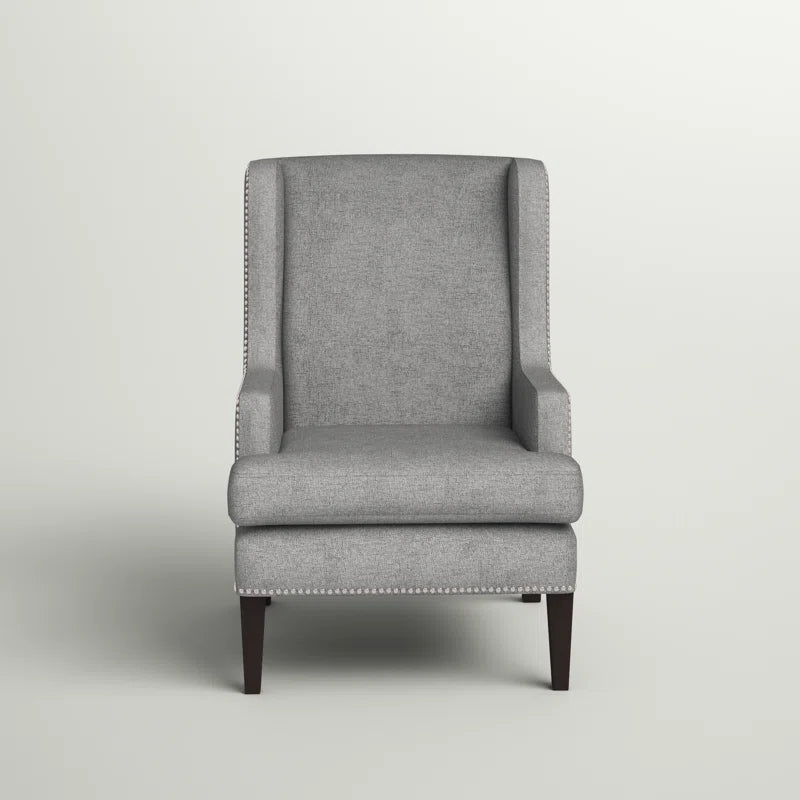 THE CASA ORO® 29" Wide Modern Wing Polyester Upholstered Chair(Gray)