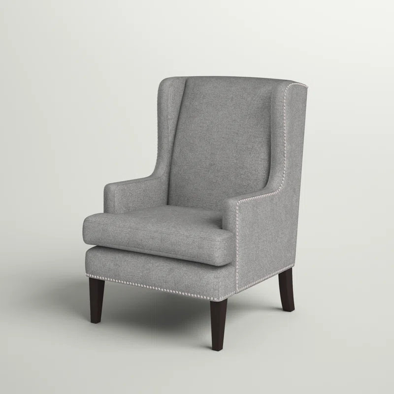 THE CASA ORO® 29" Wide Modern Wing Polyester Upholstered Chair(Gray)