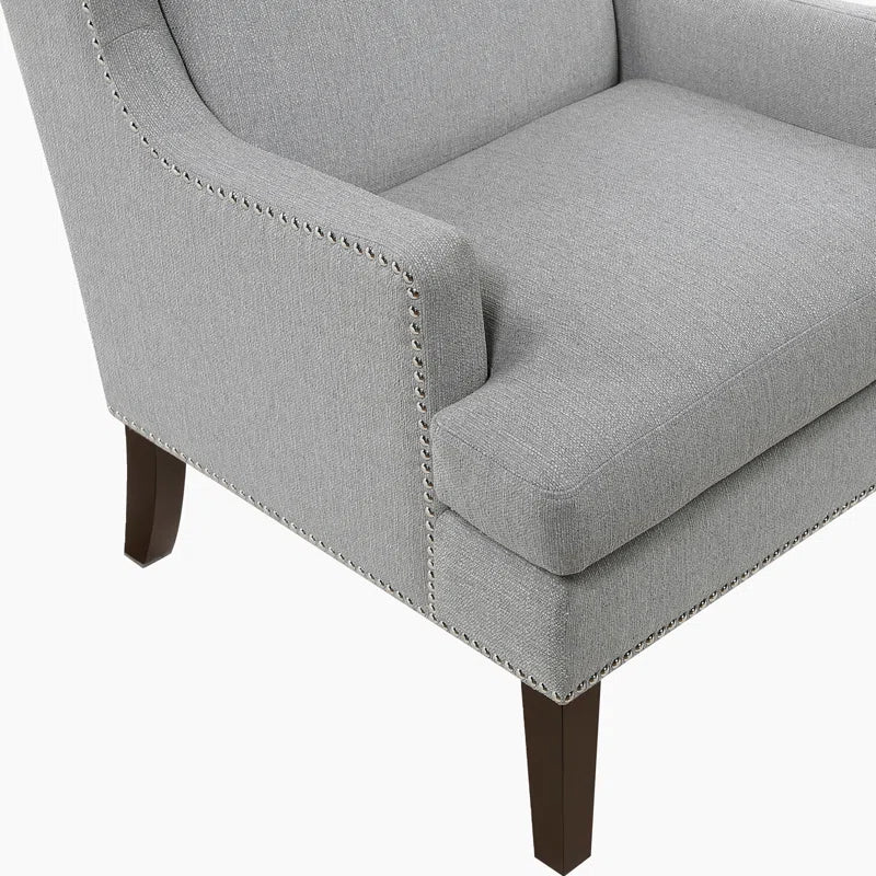 THE CASA ORO® 29" Wide Modern Wing Polyester Upholstered Chair(Gray)