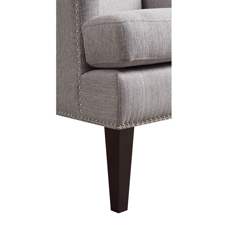 THE CASA ORO® 29" Wide Modern Wing Polyester Upholstered Chair(Gray)