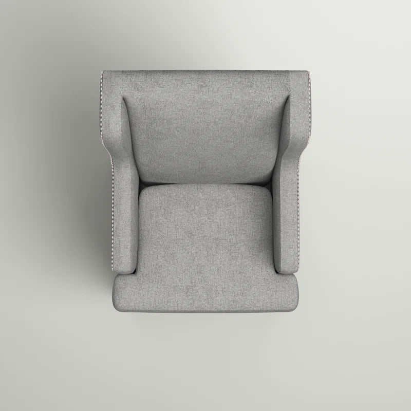 THE CASA ORO® 29" Wide Modern Wing Polyester Upholstered Chair(Gray)