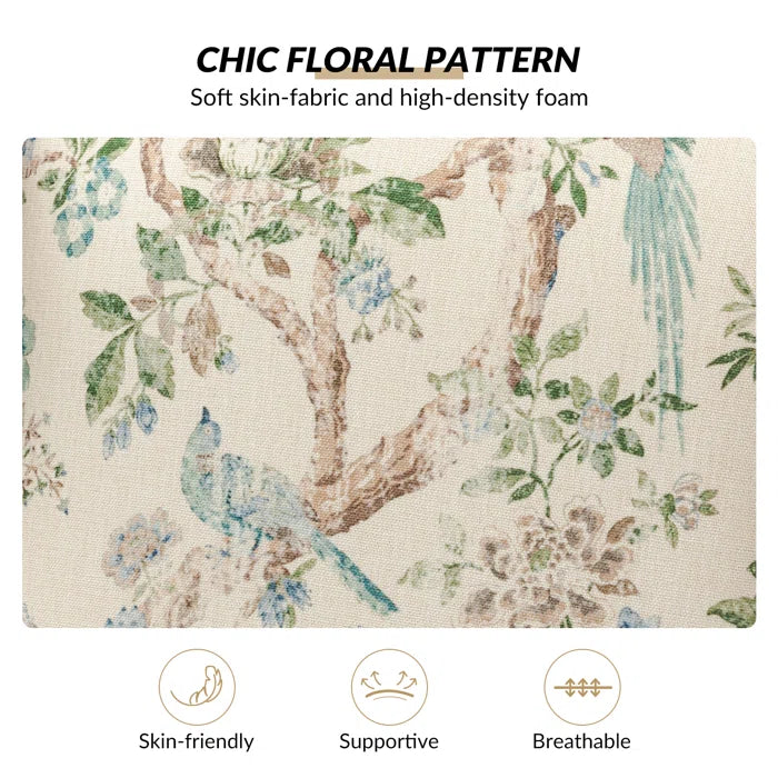 THE CASA ORO® 30" Wide Upholstered Wing Accent Chair for French Country(Bird Linen)