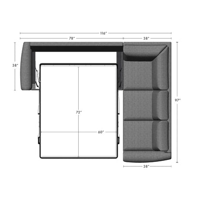 L-Shape Sectional Sofa: 119" Wide Sleeper Corner Sectional(Antic Cinder)